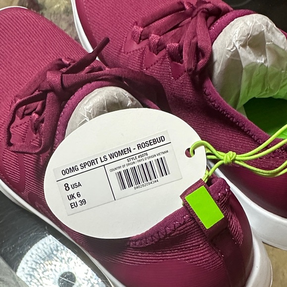 OOFOS Women's Sneakers OOMG sport slip on Rosebud Pink and Green - Picture 2 of 5